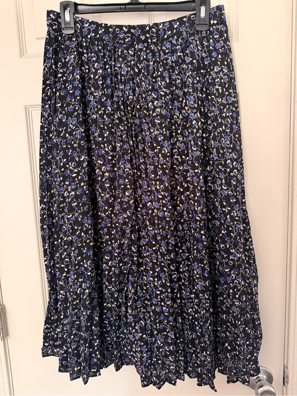 J. Crew Black Maxi Skirt with Blue Floral Print